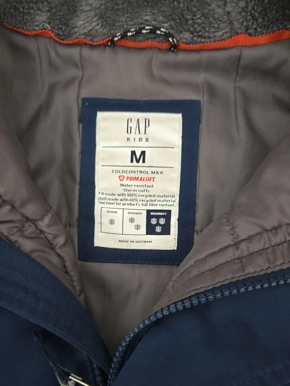 Gap Kids Navy Primaloft Cold Control Max Hooded Parka Boys Size M